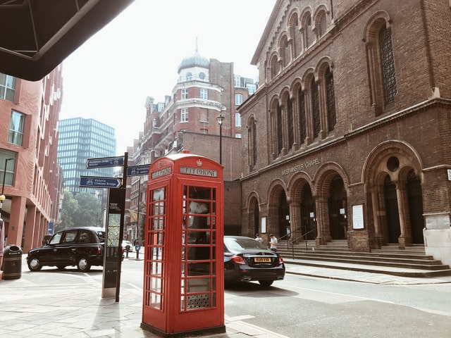 old London's red telephone booth
